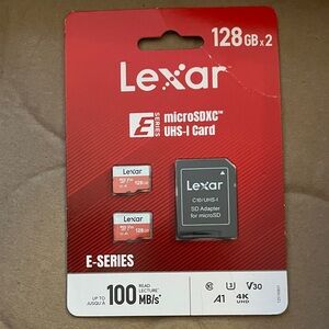 Lexar 128GB x2 microSDXC E-Series with SD Adapter - Red